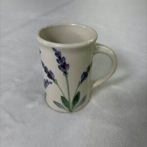 Emerson Creek Pottery Mug 2016 Lavender Flowers Hand Painted 4.5" Bnfts Charity
